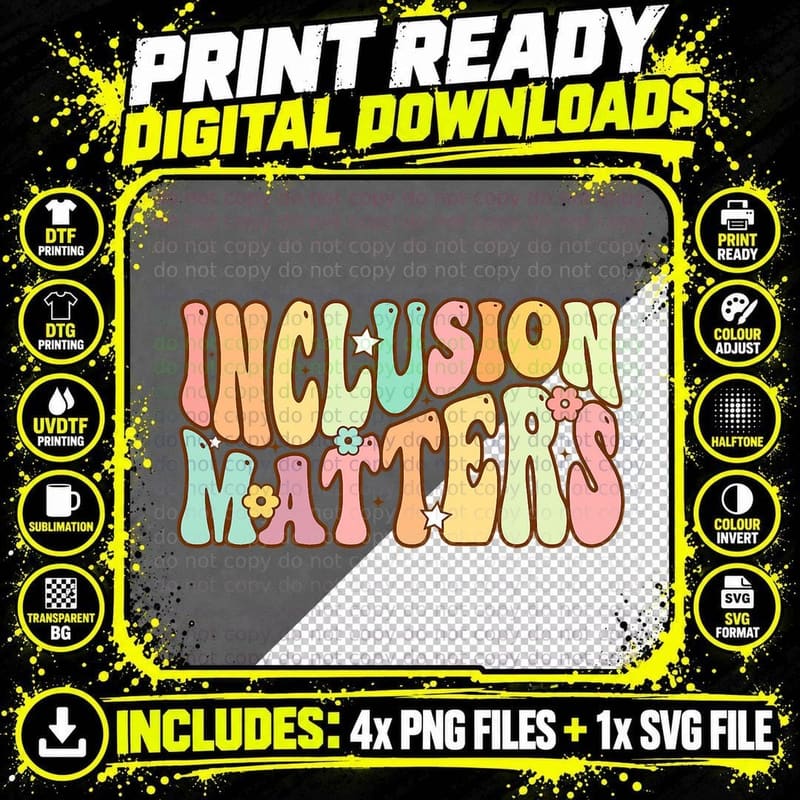 Inclusion Matters Special Education Autism Awareness Png SVG Digital Bundle