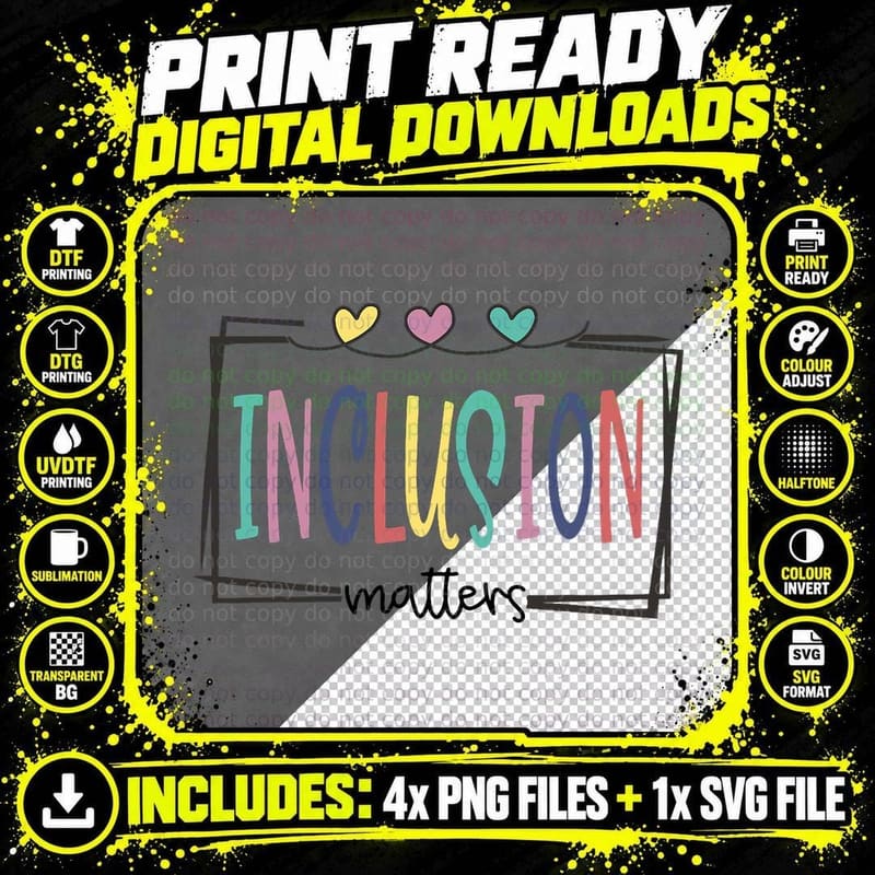 Inclusion Matters Special Education Sped Teacher Funny Png SVG Digital Bundle