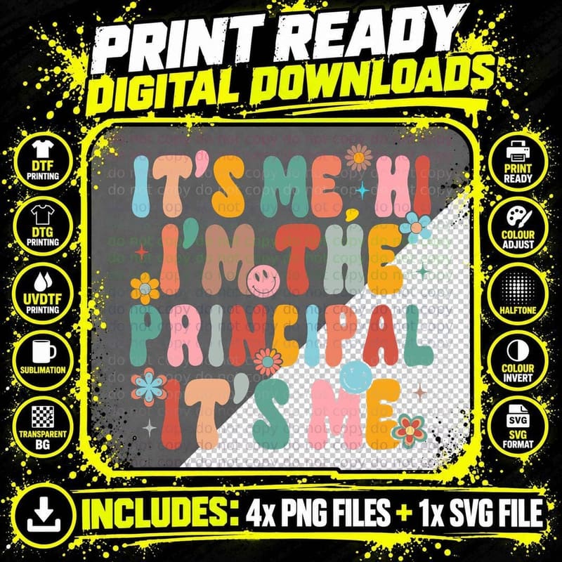 It's Me Hi I'm the Principal Teacher Women Back to Png SVG Digital Bundle