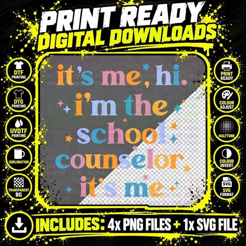 It's Me Hi I'm the School Counselor Teacher Back to Png SVG Digital Bundle