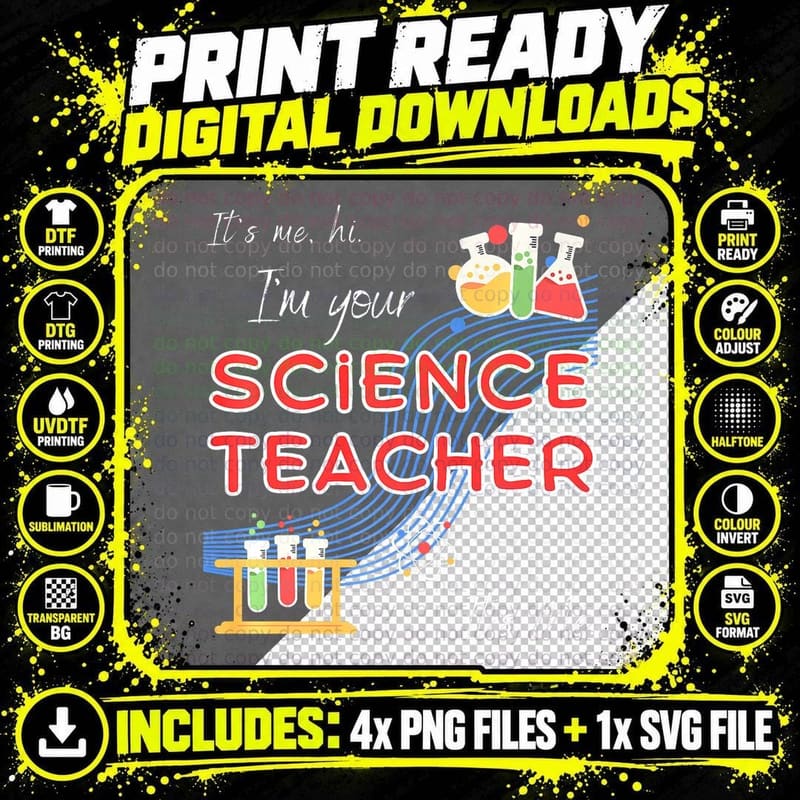 It's Me I'm the Science Teacher It's Me Funny Cute Png SVG Digital Bundle