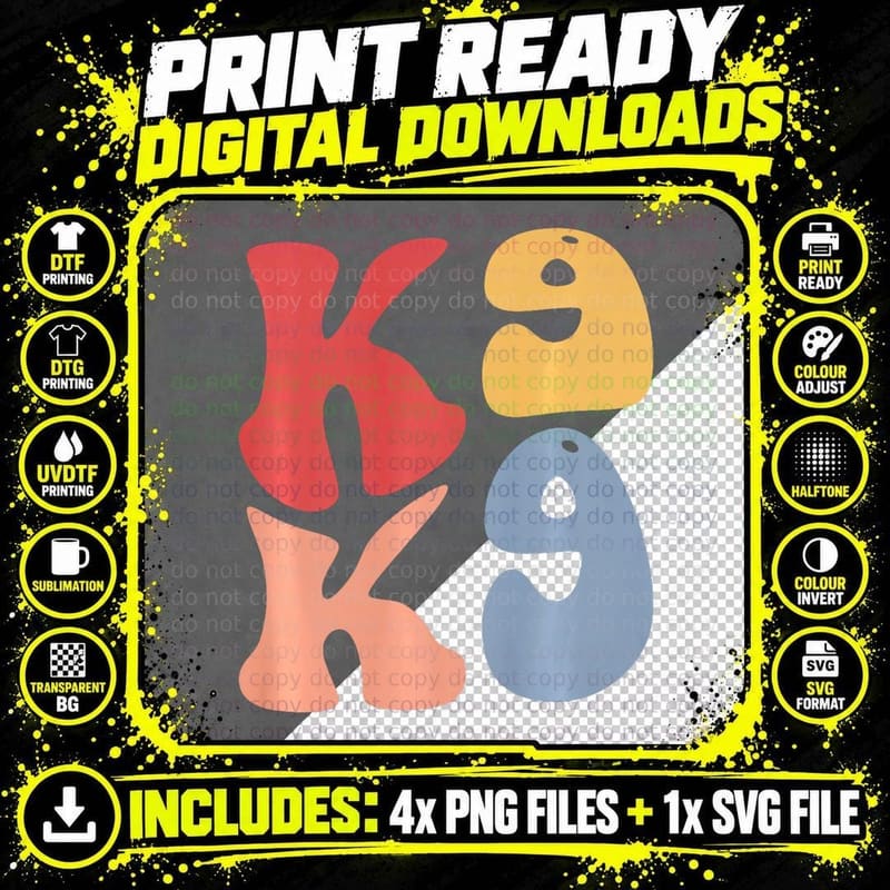 K9 Groovy Police Officer T-Shirt, Law Enforcement Tee Png SVG Digital Bundle