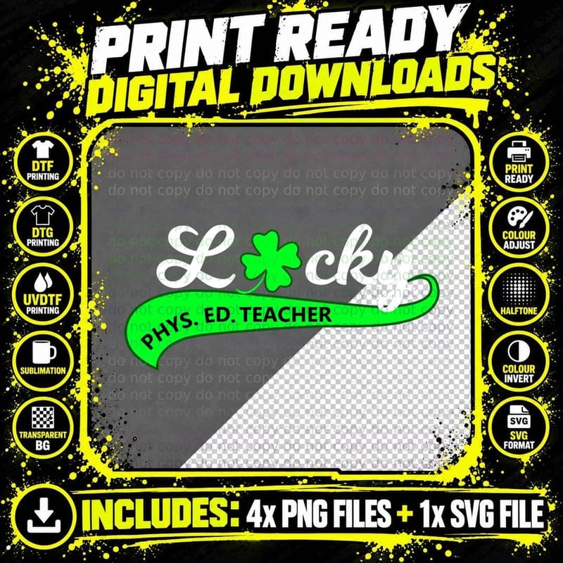 LUCKY Phys Ed Teacher T-Shirt Png SVG Digital Bundle