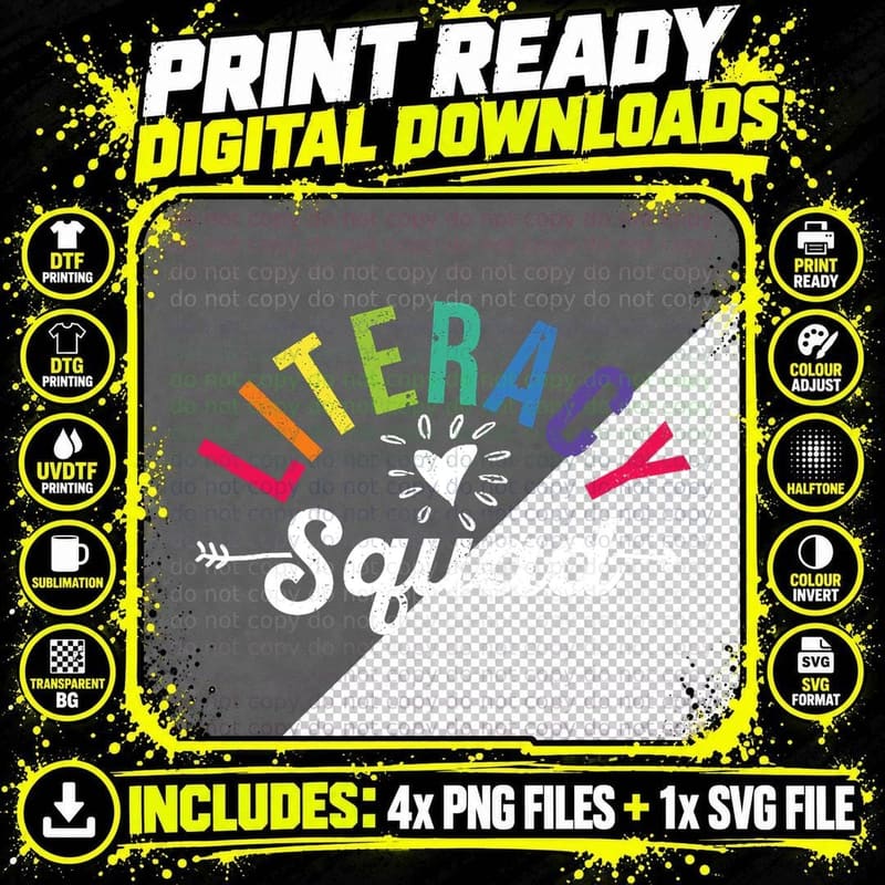 Literacy Squad Reading Teacher Interventionist Png SVG Digital Bundle