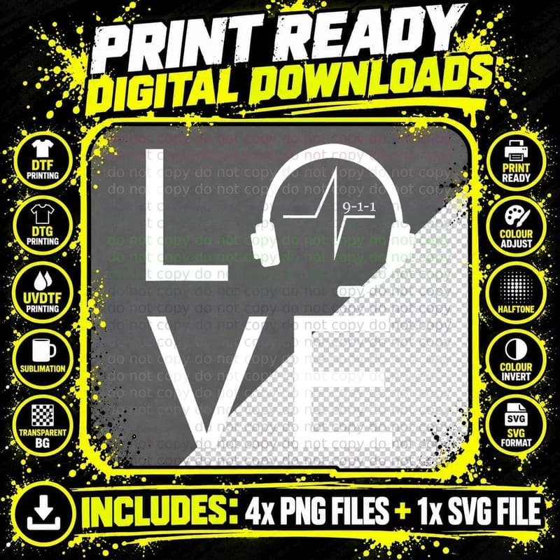 Love 911 Dispatcher Tshirt Police Chat Operator Gift Png SVG Digital Bundle