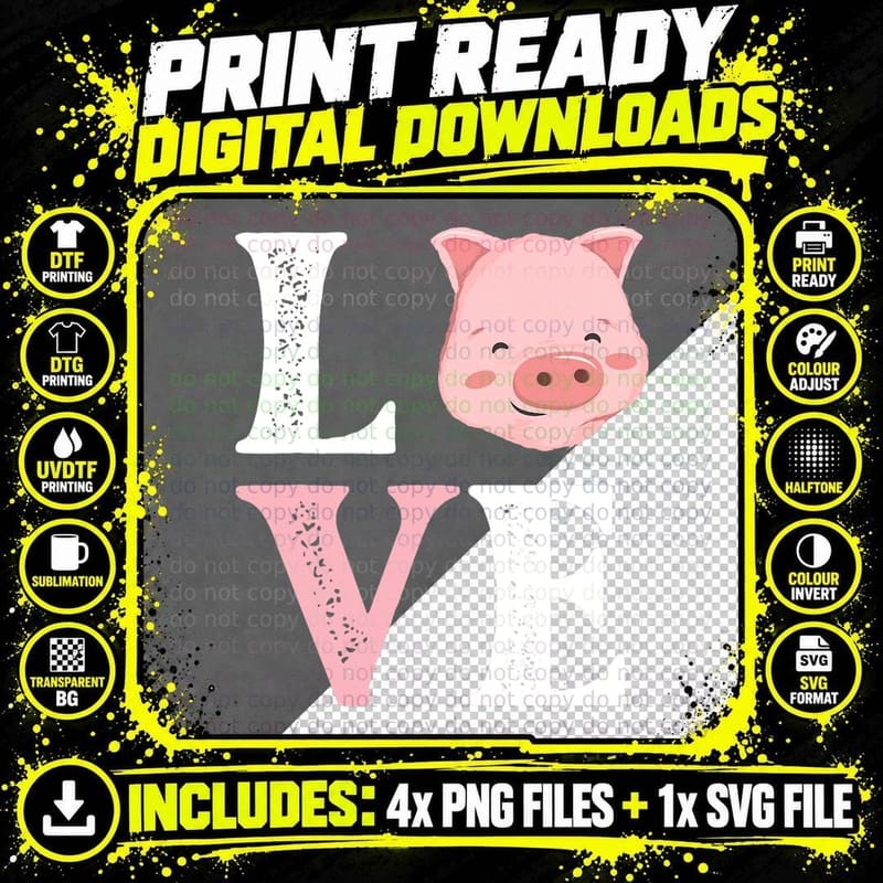 Love Pigs - Pig Lover Pig Farming Piglet Farmer Farm Png SVG Digital Bundle