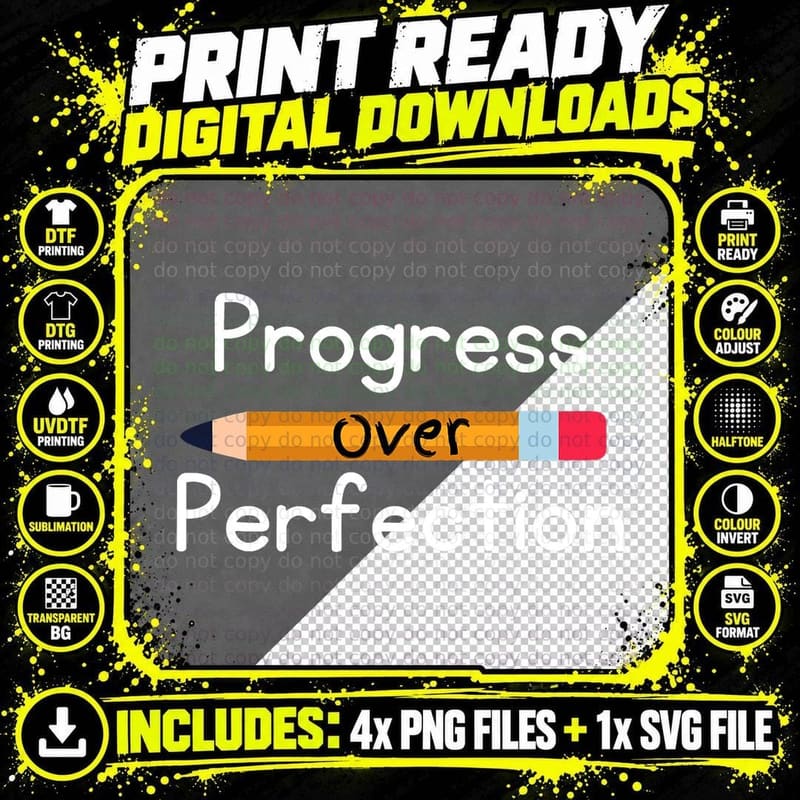 Motivational Back to School Teacher Progress Over Png SVG Digital Bundle
