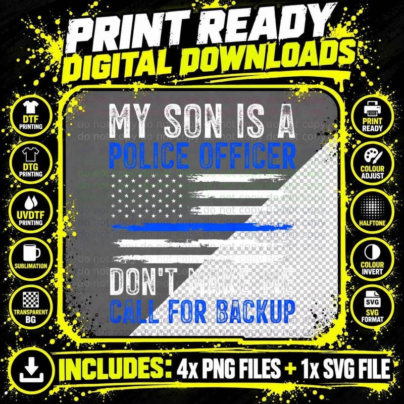 My Son Is a Police Officer T-Shirt, Law Enforcement Tee Png SVG Digital Bundle