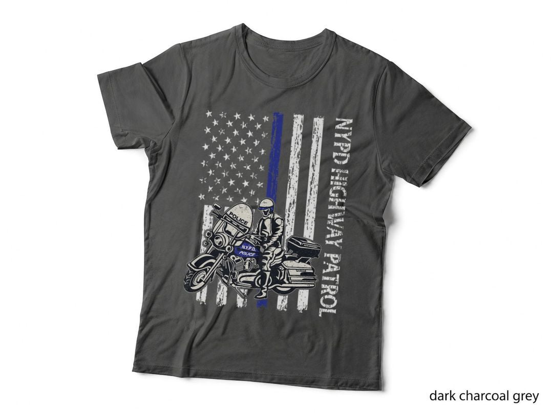 NYPD Highway Patrol Police Officer Law Enforcement US Flag T-Shirt