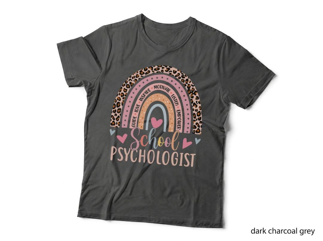 Office School Psychologist Rainbow Leopard Print Teacher T-Shirt