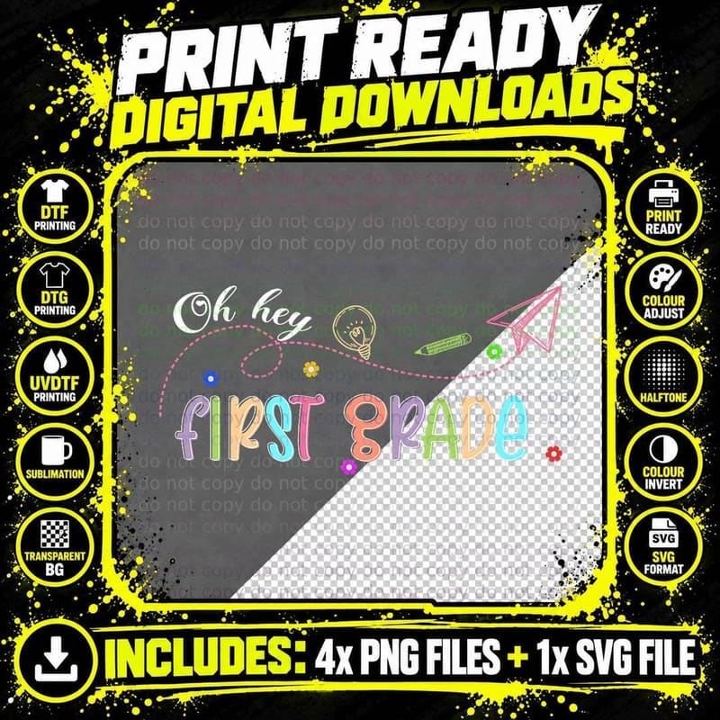 Oh Hey First Grade Back to School Funny Teacher and Png SVG Digital Bundle