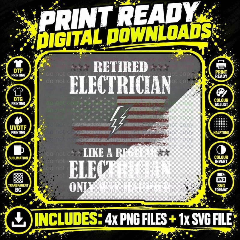 Only Way Happier Retired Electrician Retirement Party Png SVG Digital Bundle