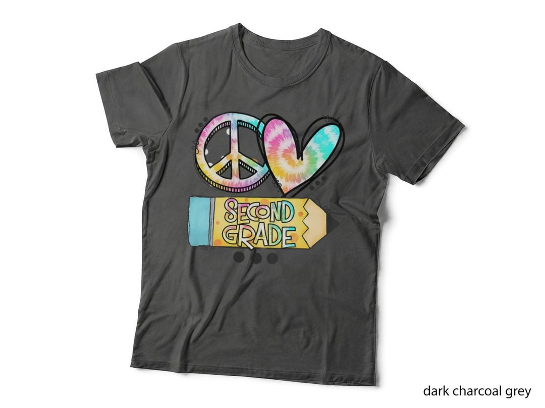 Peace Love Second Grade Funny Tie-Dye Student Teacher School T-Shirt