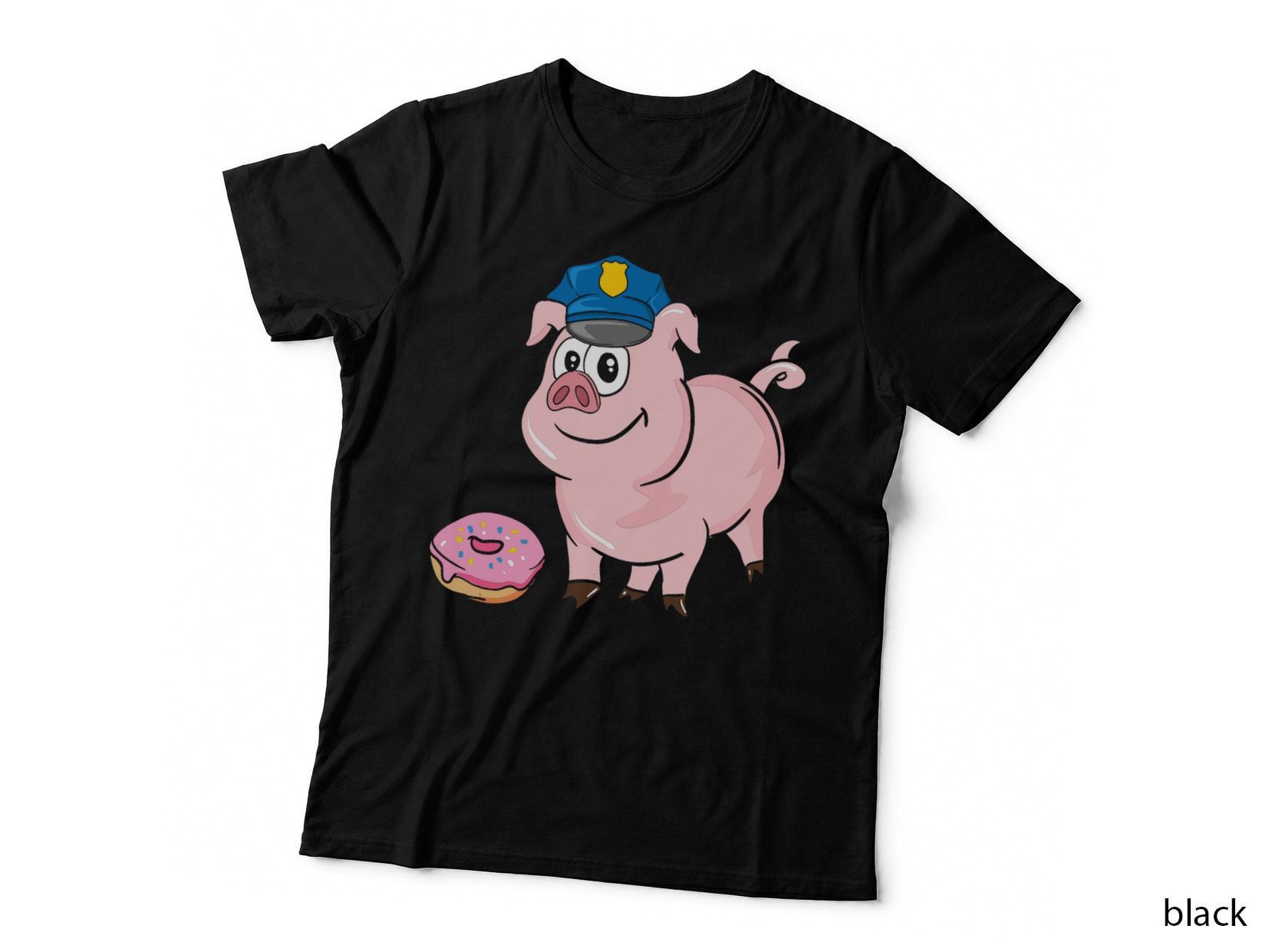 Pig Cop & Donut Funny Police Officer Blue Line Cop Protest T-Shirt