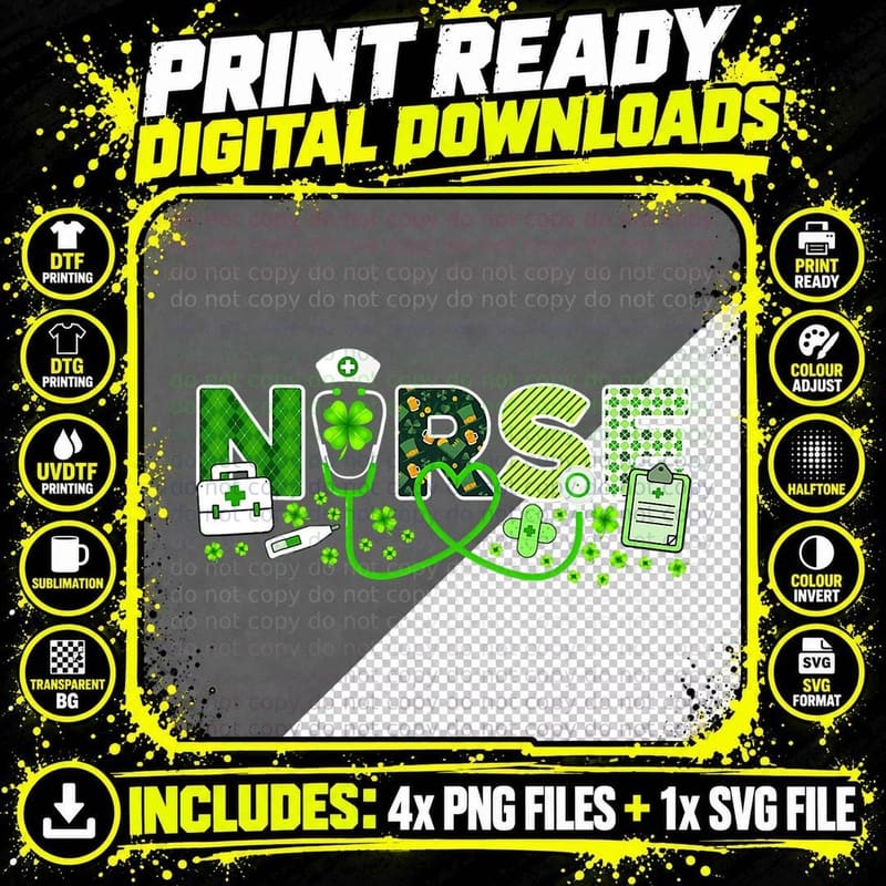 Plaid Nurse Happy Saint Patricks Day Irish Culture Png SVG Digital Bundle