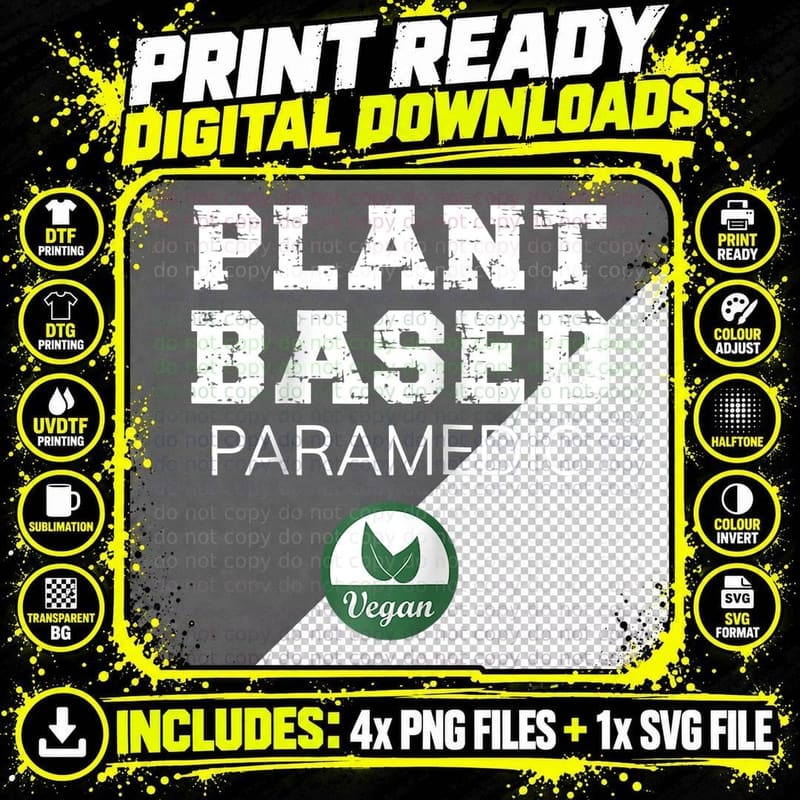 Plant Based Paramedic Design. Vegan Plant-Based Design Png SVG Digital Bundle