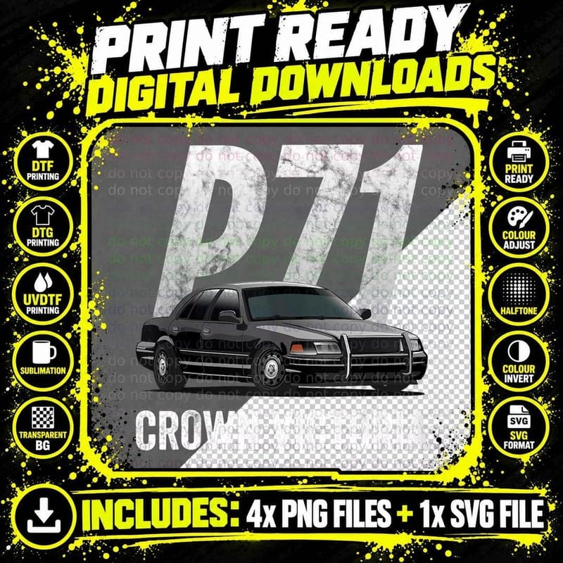 Police Car Crown Victoria Interceptor P71 Shirt T-Shirt Png SVG Digital Bundle