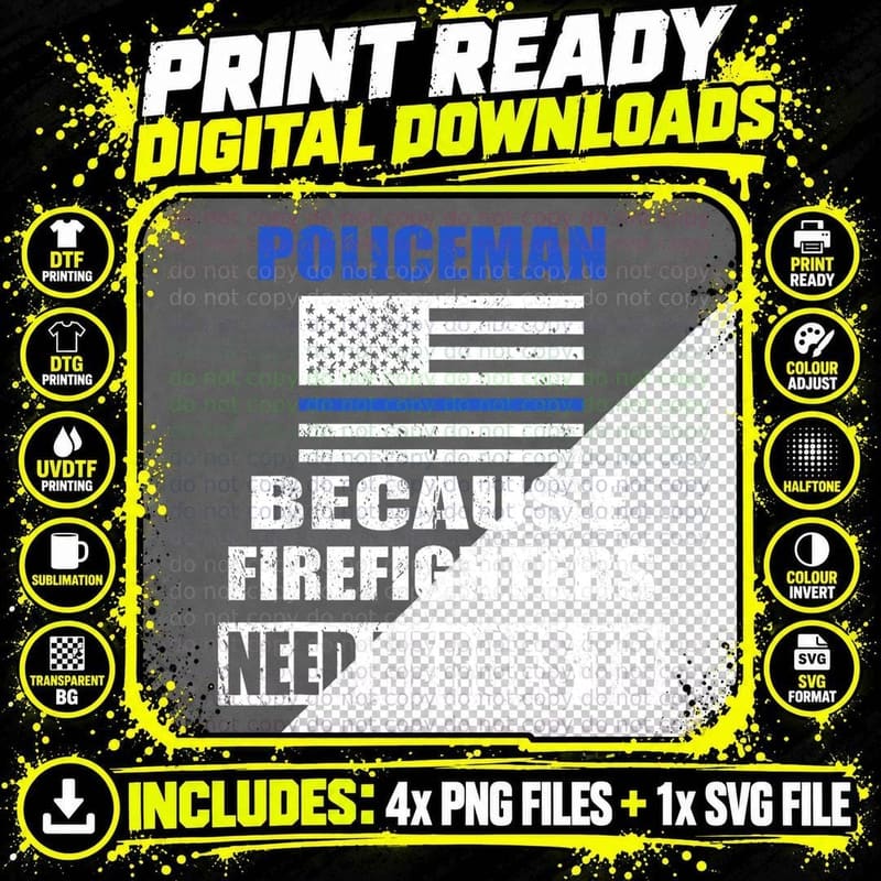 Police Officer Because Hero Thin Blue Line Flag Police Png SVG Digital Bundle