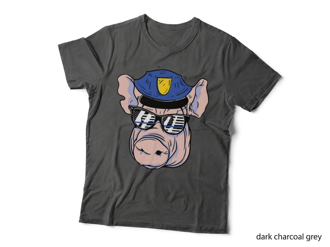 Police Officer Funny Fat Cop Pig Face Policeman Officer Cop T-Shirt