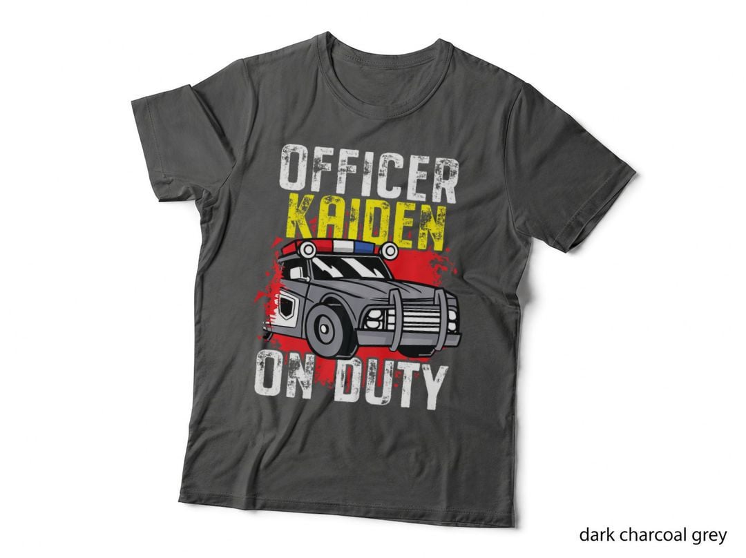 Police Officer Kaiden on Duty - Personalized Police Car T-Shirt