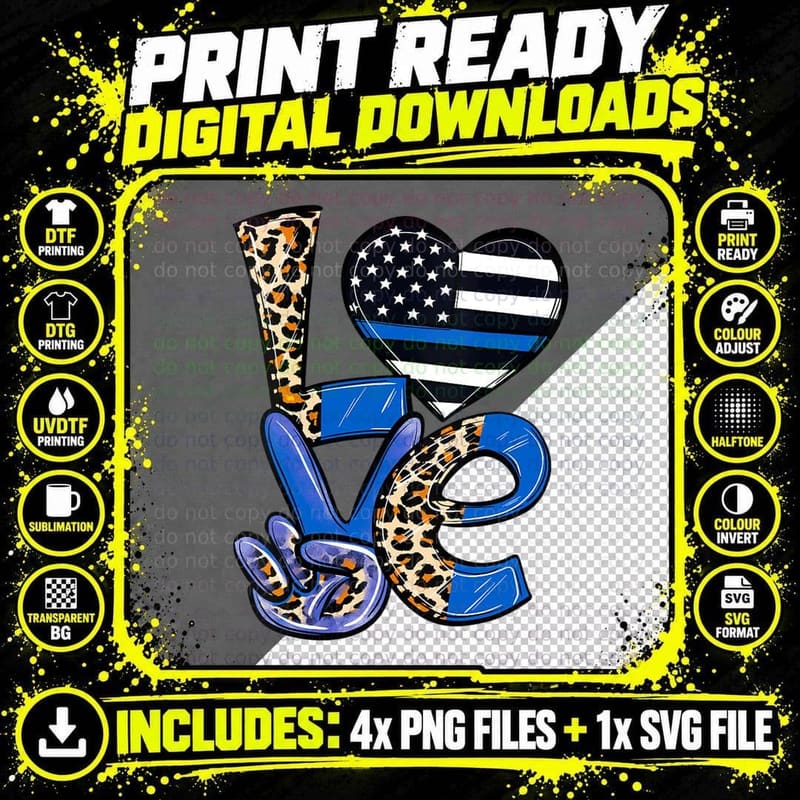 Police Officer Love Back the Blue Lives Matter First Png SVG Digital Bundle