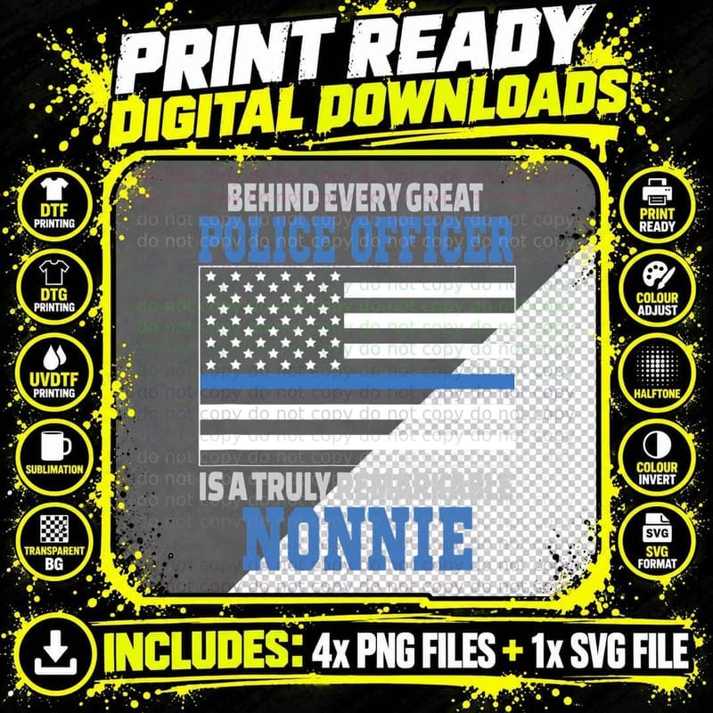 Police Officer Nonnie - Law Enforcement Support T-Shirt Png SVG Digital Bundle