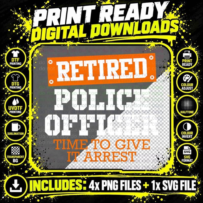 Police Officer Retired Policeman Pension Retirement Png SVG Digital Bundle