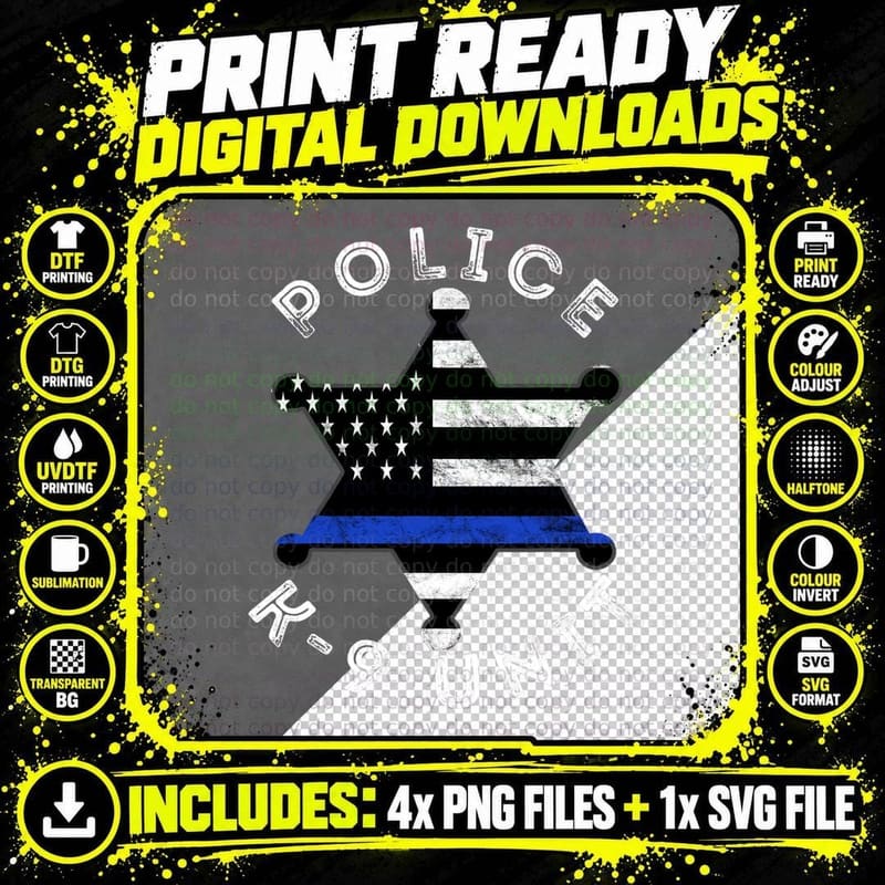 Police Officer Sheriff Policeman Retro Badge America K9 Png SVG Digital Bundle