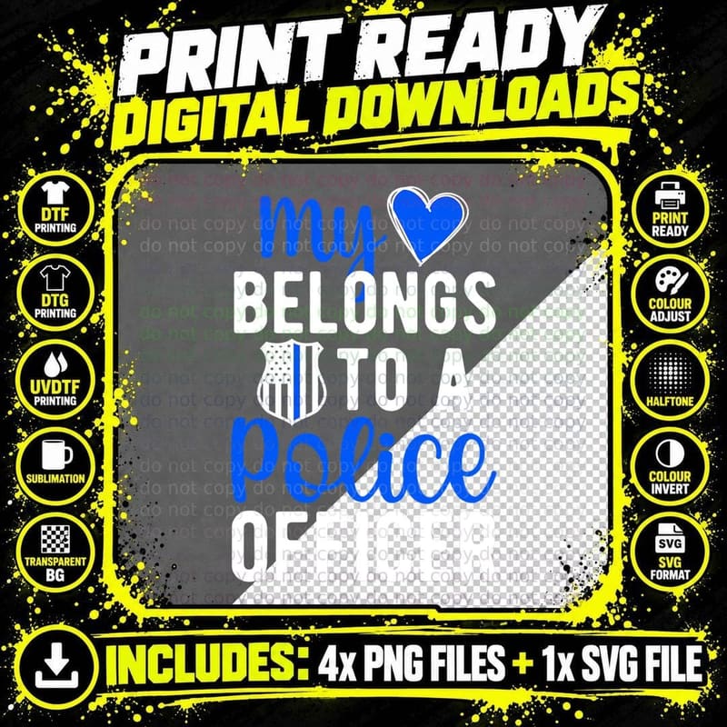 Police Officer Wife of a Police Officer Heart Police Png SVG Digital Bundle