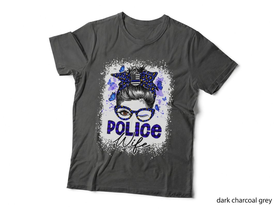 Police Wife Life Messy Bun Girl Back the Blue, Gift T-Shirt