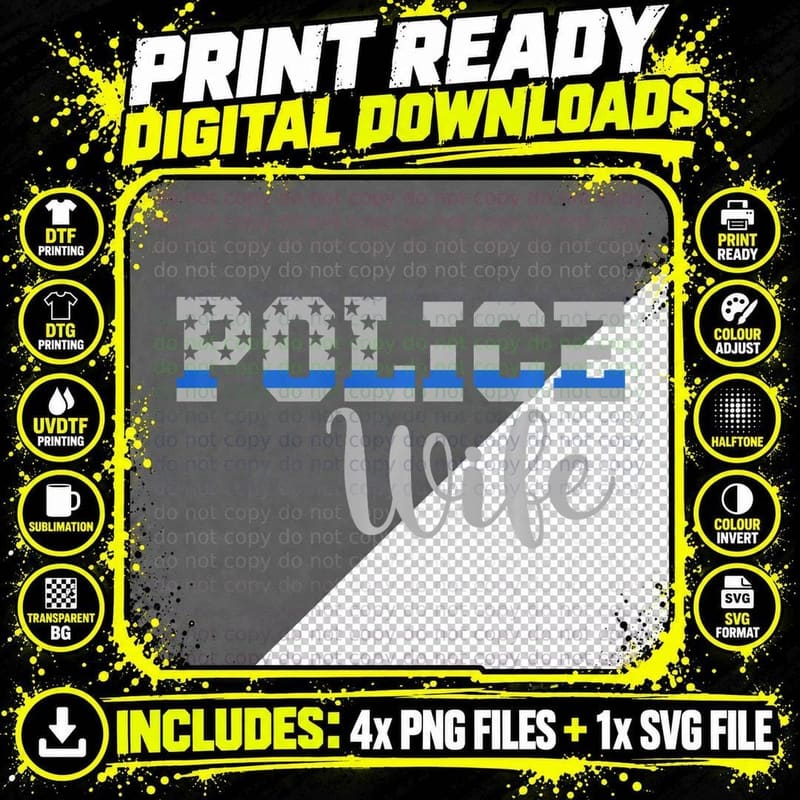 Police Wife Thin Blue Line Sweatshirt Png SVG Digital Bundle