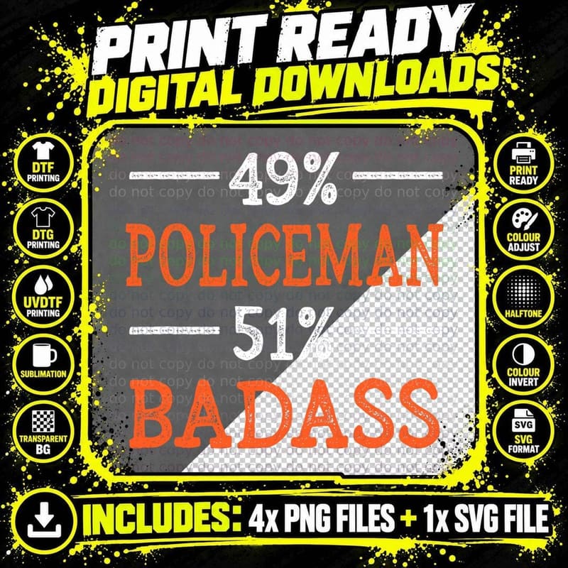 Policeman Badass Funny Police Officer Humor Cops Png SVG Digital Bundle