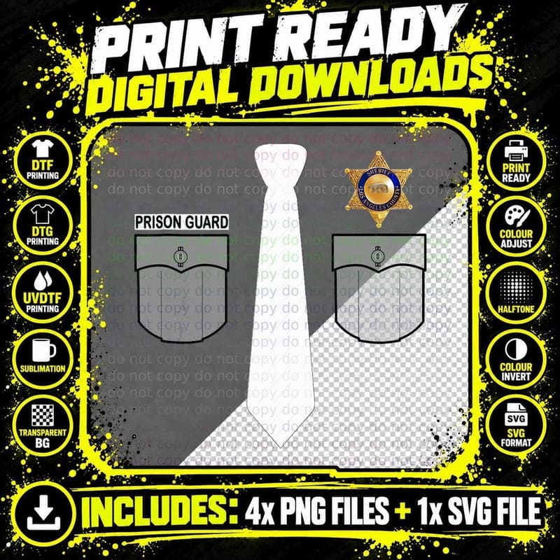 Prison Guard Correctional Officer Police Costume Funny Png SVG Digital Bundle