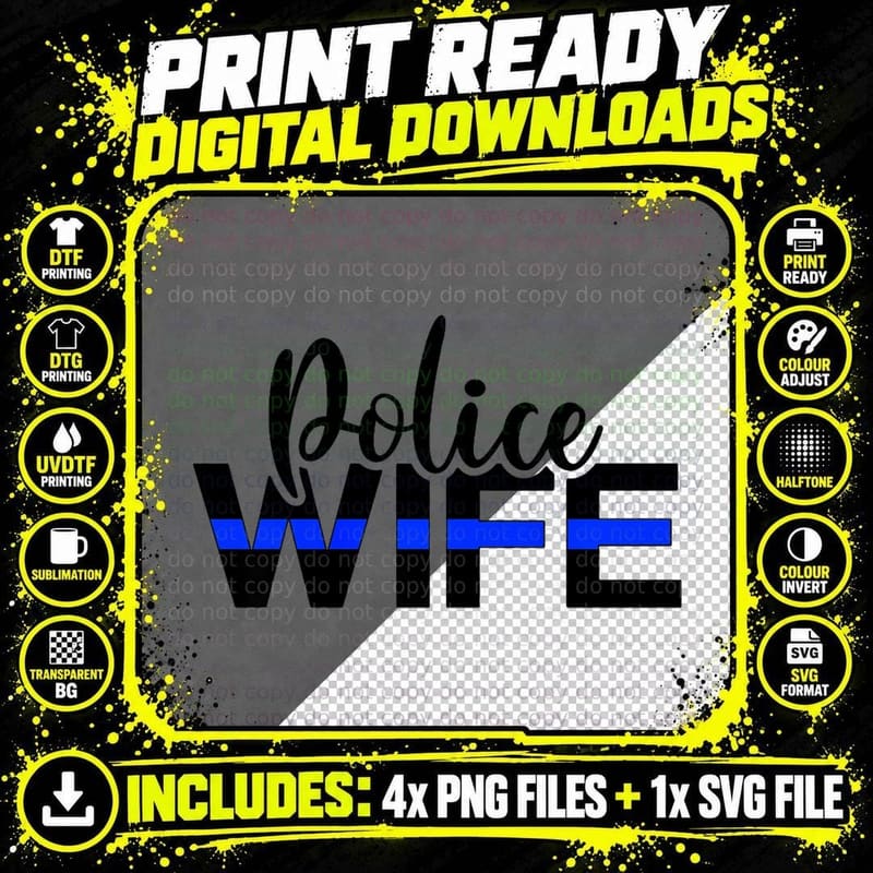 Proud Police Wife of a Police Officer Wife Cop Wife Png SVG Digital Bundle