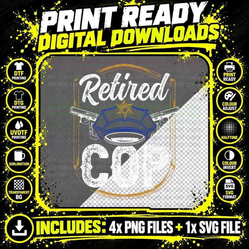 Retired Cop Retirement Police Officer Retiree Pensioner Png SVG Digital Bundle