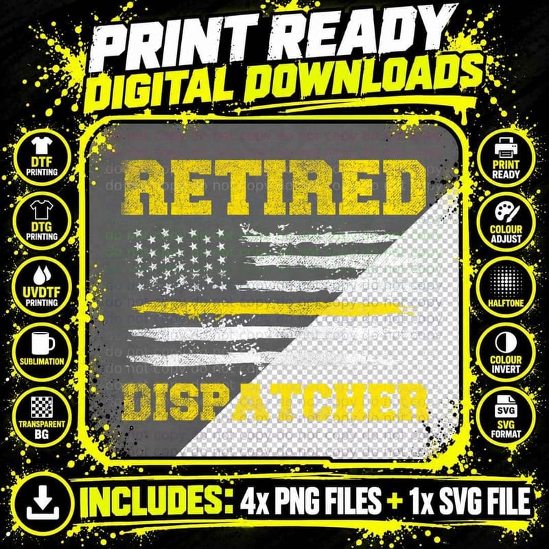 Retired Dispatcher - 911 Police Operator Emergency Png SVG Digital Bundle