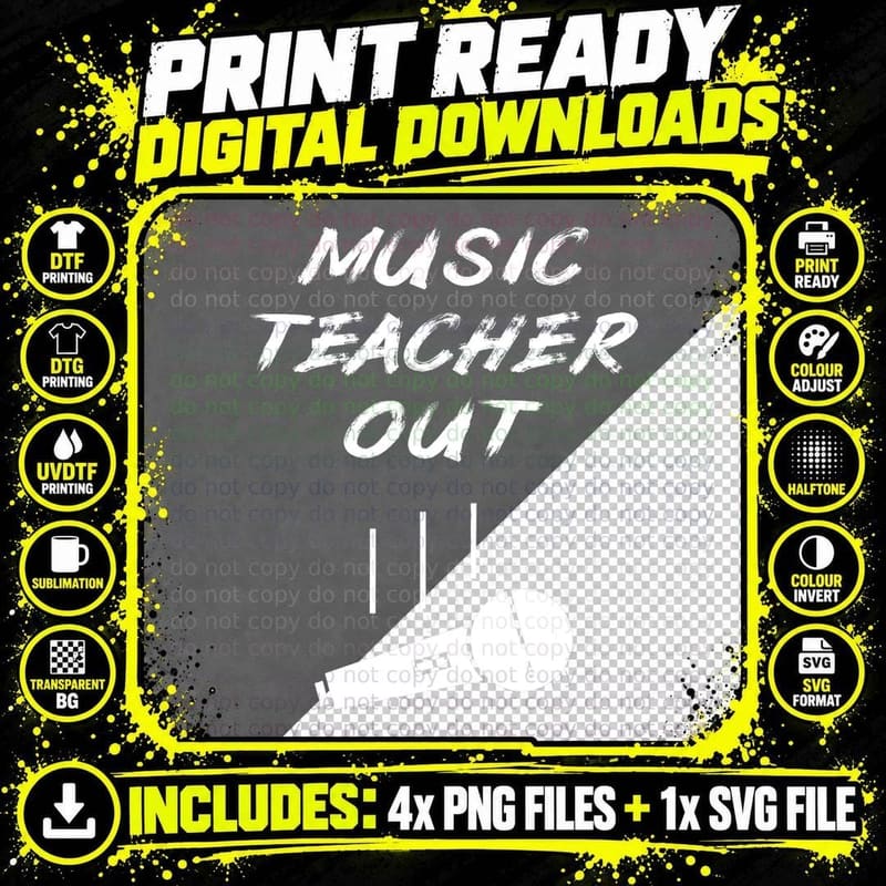 Retired Music Teacher Out Retirement Mic Drop End of Png SVG Digital Bundle