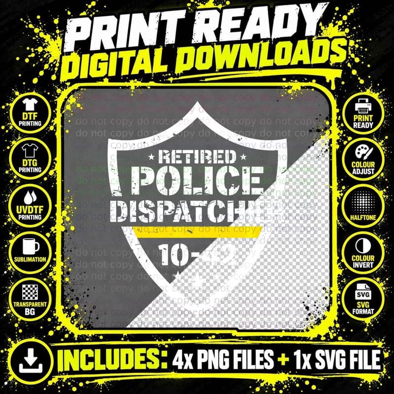 Retired Police Dispatcher Funny Retirement 911 Dispatch Png SVG Digital Bundle