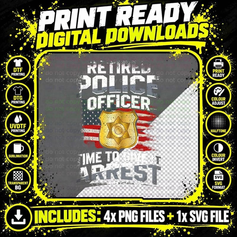 Retired Police Officer Gift Retired Police Officer Png SVG Digital Bundle