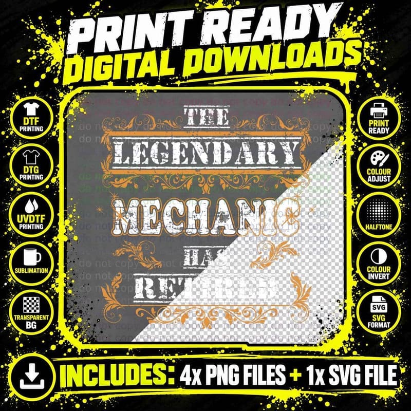 Retirement Party the Legendary Mechanic Has Retired Png SVG Digital Bundle