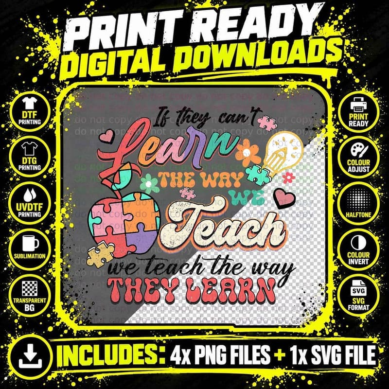 SPED Teacher Autism Awareness Neurodiversity Inclusion Png SVG Digital Bundle