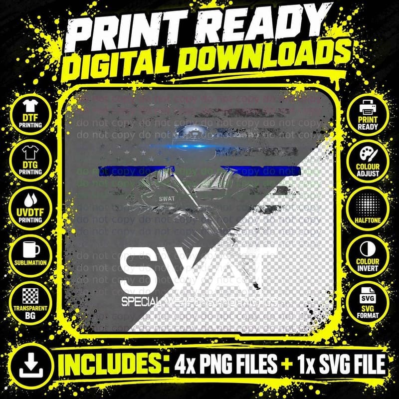 SWAT Special Weapons and Tactics Team Png SVG Digital Bundle