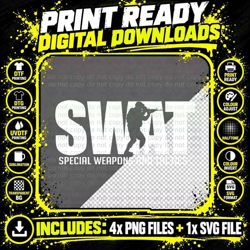 SWAT Team SRT Police Sweatshirt for LEO off Duty Cops Png SVG Digital Bundle