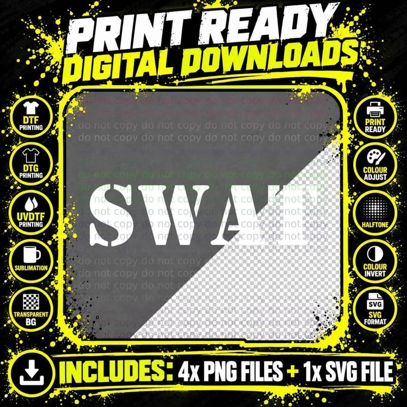 SWAT Team, Fun Police Costume for Adults and Kids T-Shirt Png SVG Digital Bundle