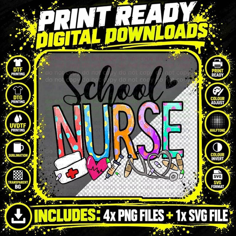 School Nurse Appreciation Nursing Nurse Day & Nurse Week Png SVG Digital Bundle