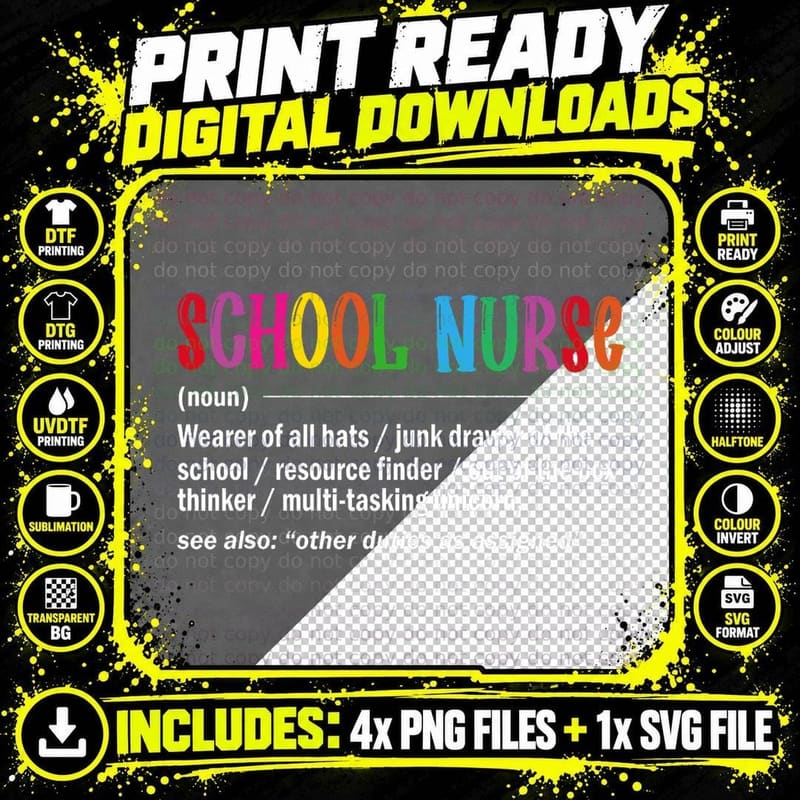 School Nurse Definition Back to School Funny T-Shirt Png SVG Digital Bundle