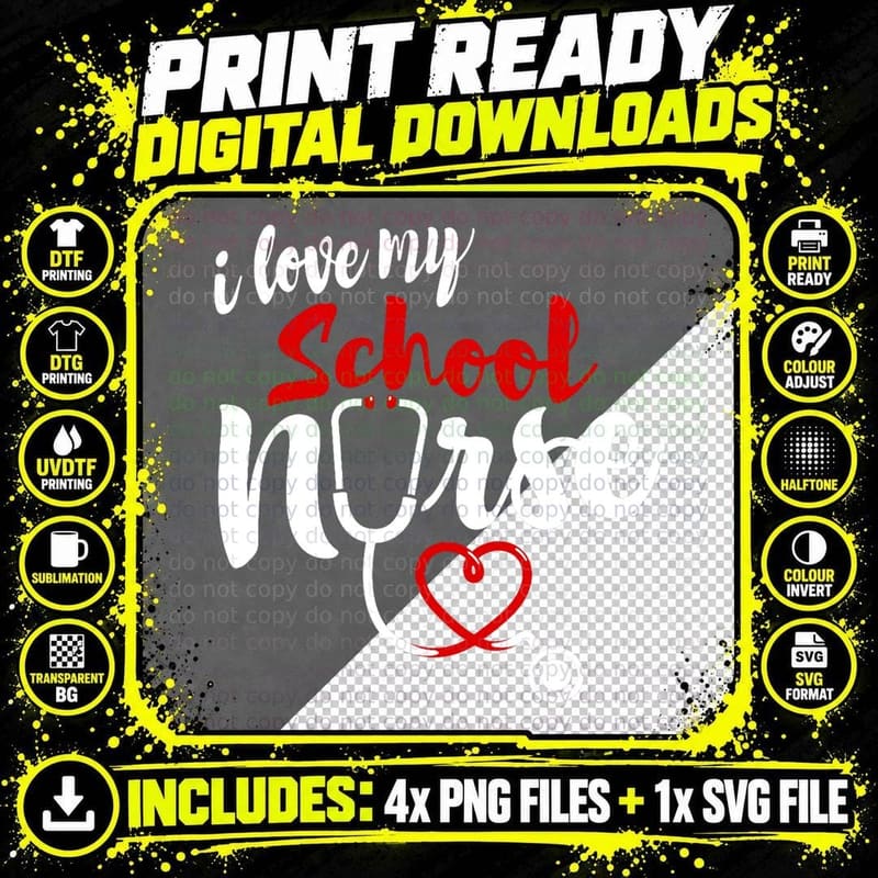 School Nurse Love Gifts I Love My Nurse T-Shirt Png SVG Digital Bundle