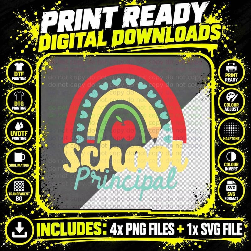 School Principal - Rainbow Headmistress Headmaster Png SVG Digital Bundle