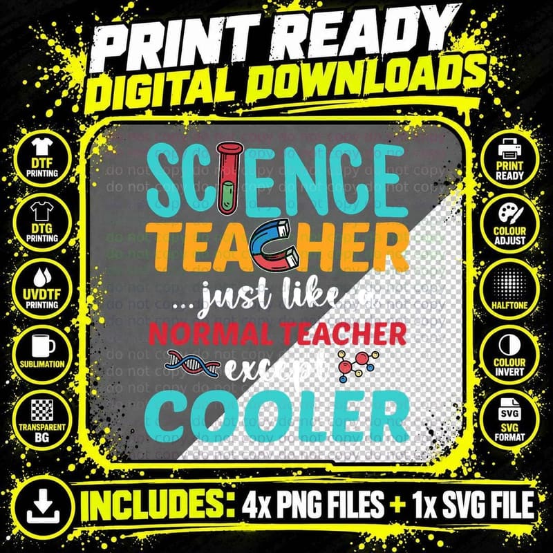 Science Teacher Except Cooler Back to School Science Png SVG Digital Bundle