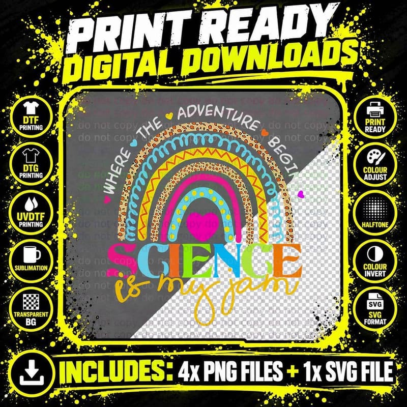 Science Teacher Rainbow Leopard - Science Is My Jam Png SVG Digital Bundle